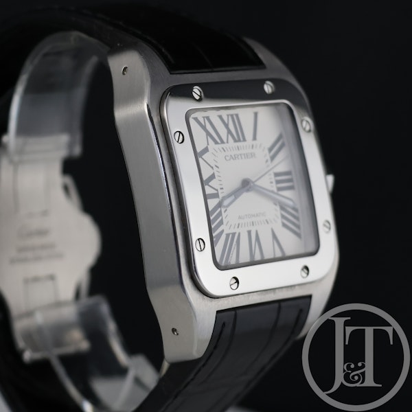 Cartier Santos 100 Steel 2656 Pre Owned 38mm Leather Strap - image 3