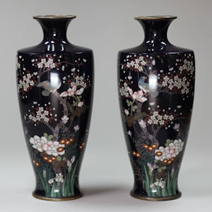 A pair of Japanese cloisonné vases, Meiji period
