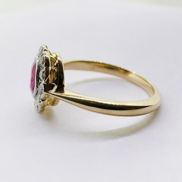 Burma Ruby and Diamond Oval Cluster Ring - image 3