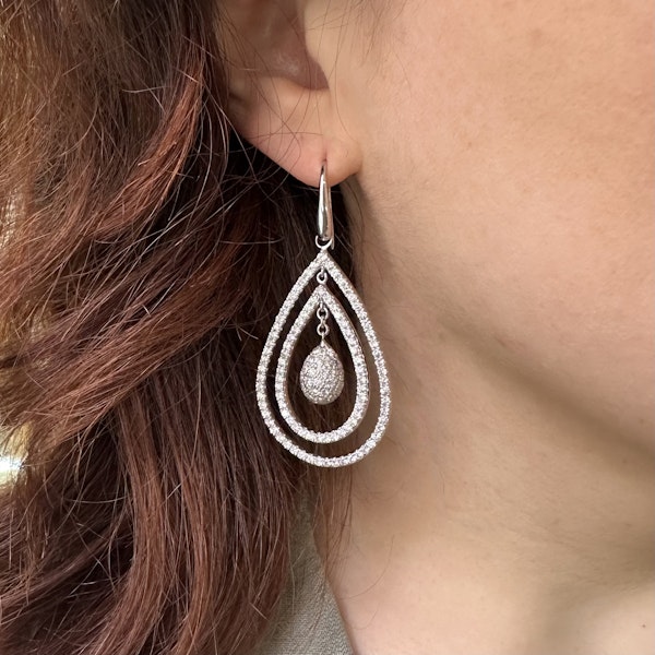 Modern Italian Diamond And White Gold Drop Shape Earrings, Circa 2010 - image 2