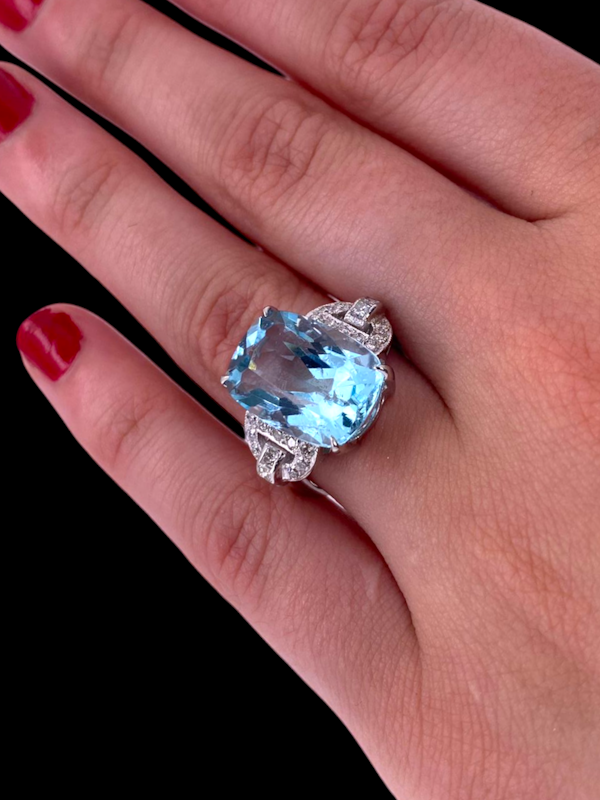 Aquamarine and diamond dress ring SKU: 7221 DBGEMS - image 2