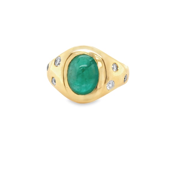 3 carat Cabochon Emerald Pinky Ring - image 1