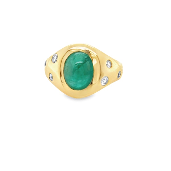3 carat Cabochon Emerald Pinky Ring - image 3