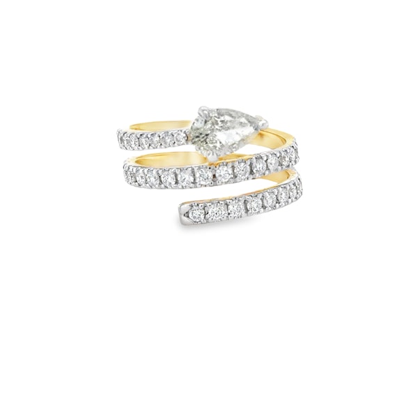 Pear Shape Diamond Spiral Ring In Yellow Gold - image 1