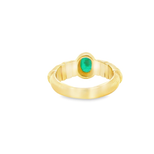 Cabochon Cut Emerald & Diamond Ring - image 3