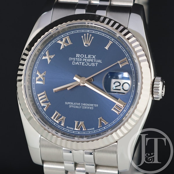Rolex Datejust 116234 Blue Roman Dial 36mm Jubilee 2014 Pre Owned - image 2