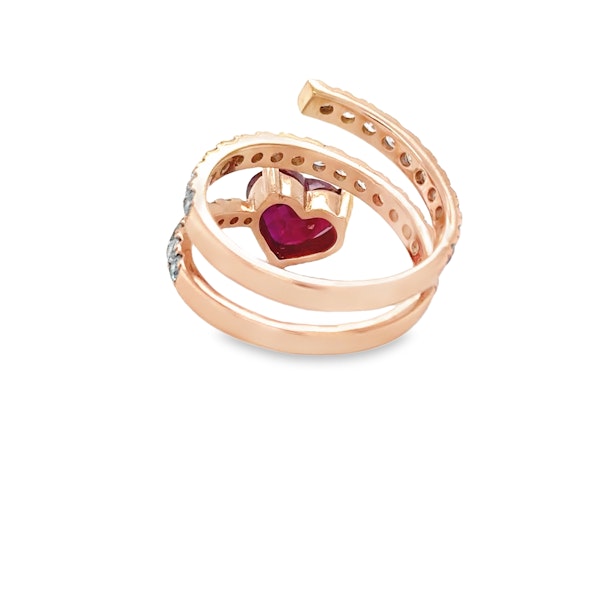 Ruby Stacked Spiral Heart Ring - image 3