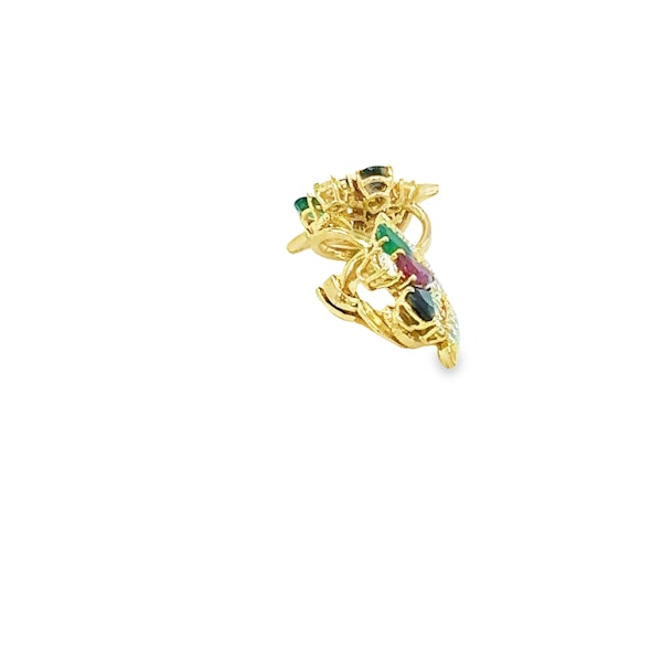 Multicolour Emerald, Ruby, Sapphire & diamond Cluster Earrings - image 4
