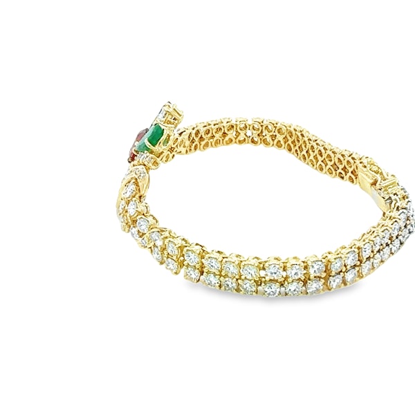 Multicolour Emerald, Ruby, Sapphire & diamond Cluster Bracelet - image 4