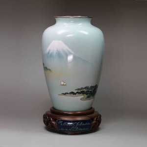 Japanese cloisonné vase with white metal mounts, c.1900