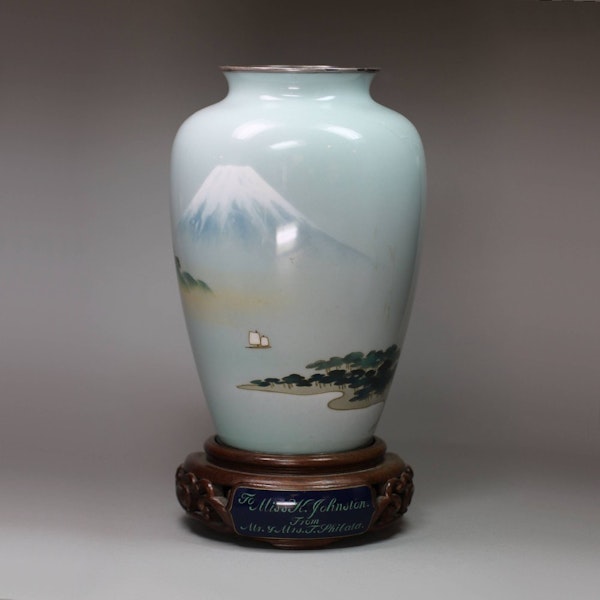 Japanese cloisonné vase with white metal mounts, c.1900 - image 1