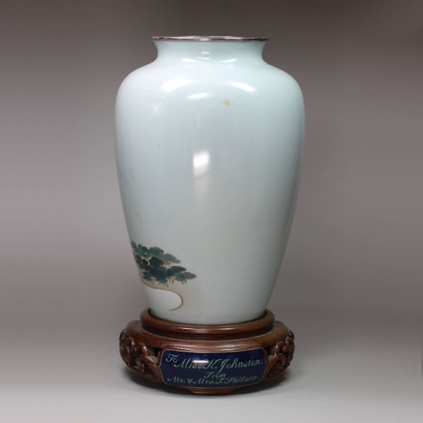 Japanese cloisonné vase with white metal mounts, c.1900 - image 5
