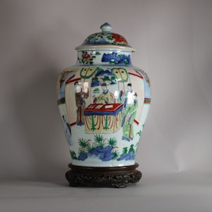 A wucai baluster jar and cover, Shunzhi period (1644-1661)