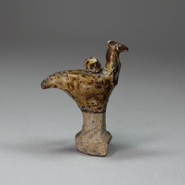 Chinese pottery figure of a bird with a little bird on its back, Tang (618 - 906) - image 1