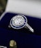 A fine 1.30 Carat Diamond and Sapphire Target Ring in 18 carat White Gold, with Diamond s et shoulders. Pre-owned - image 2