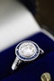 A fine 1.30 Carat Diamond and Sapphire Target Ring in 18 carat White Gold, with Diamond s et shoulders. Pre-owned - image 1