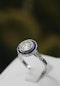 A fine 1.30 Carat Diamond and Sapphire Target Ring in 18 carat White Gold, with Diamond s et shoulders. Pre-owned - image 3