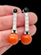 Art deco onyx diamond and coral drop earrings SKU: 7248 DBGEMS - image 2