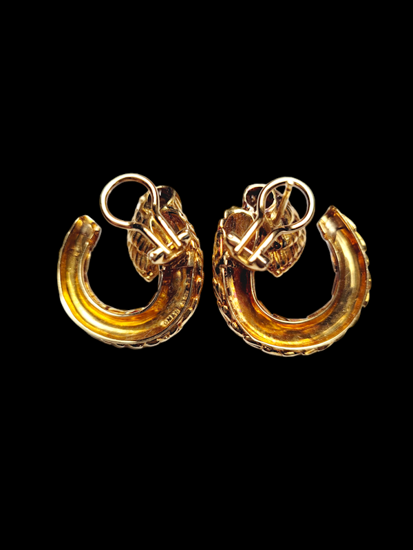 Stylish gold hoop earrings with diamond highlights SKU: 7264 DBGEMS - image 2