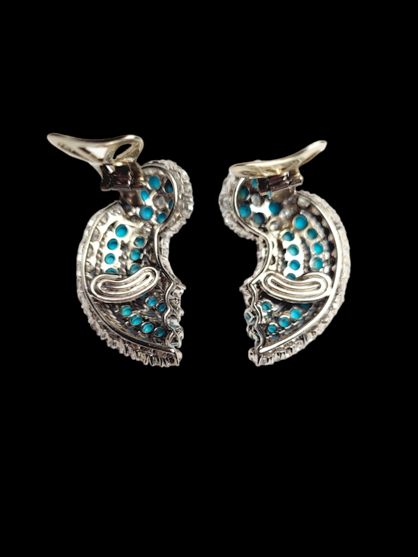 Vintage turquoise and diamond earrings SKU: 7263 DBGEMS - image 2