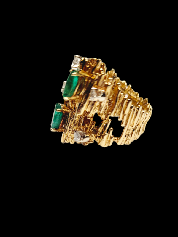1960's organic 18ct gold with emeralds and diamonds SKU: 7260 DBGEMS - image 5