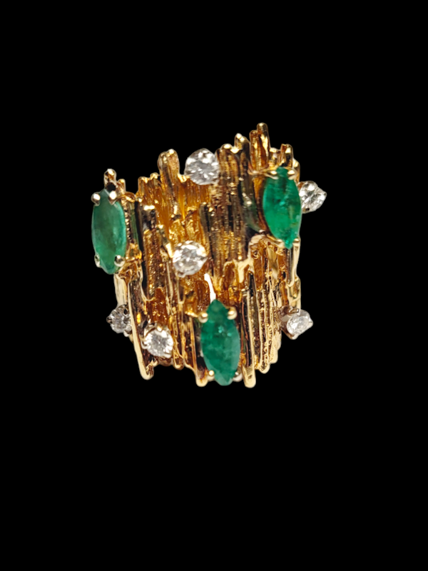 1960's organic 18ct gold with emeralds and diamonds SKU: 7260 DBGEMS - image 1