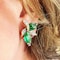 Vintage French Emerald Diamond and Gold Clip-on Earrings by André Vassort, Circa 1960 - image 4