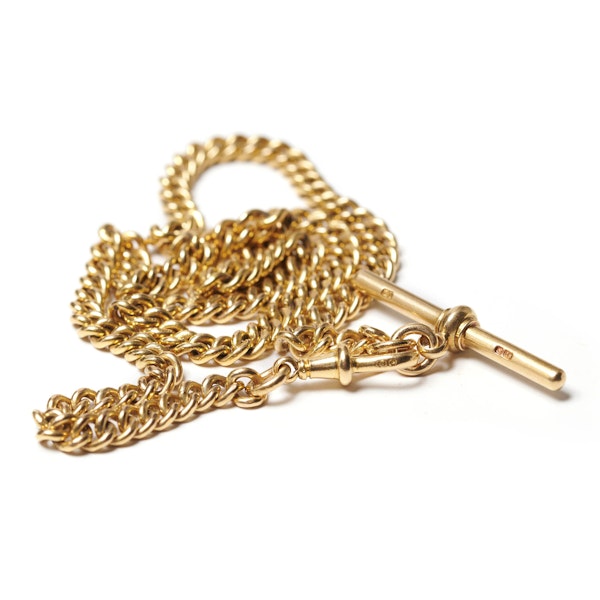 Vintage Gold Albert Curb Chain, Circa 1950 - image 3