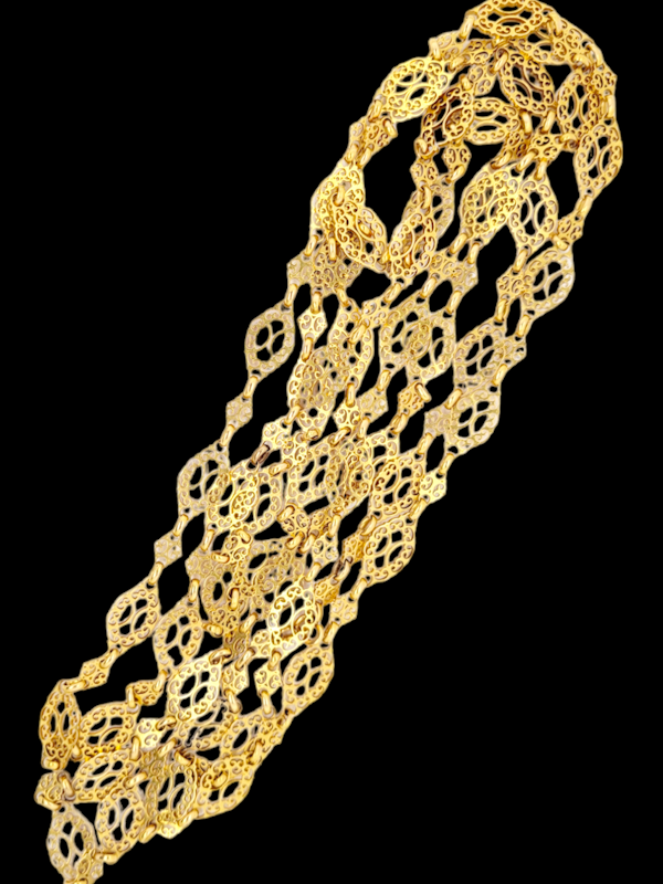 Antique French 18ct gold cartouche muff chain SKU: 7266 DBGEMS - image 3