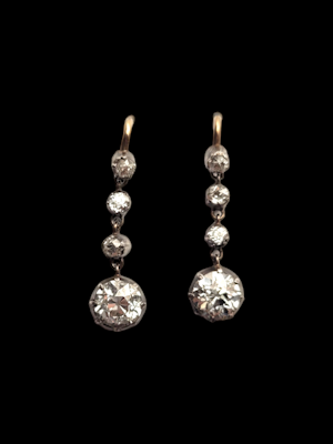 Pair of antique diamond drop earrings SKU: 7276 DBGEMS