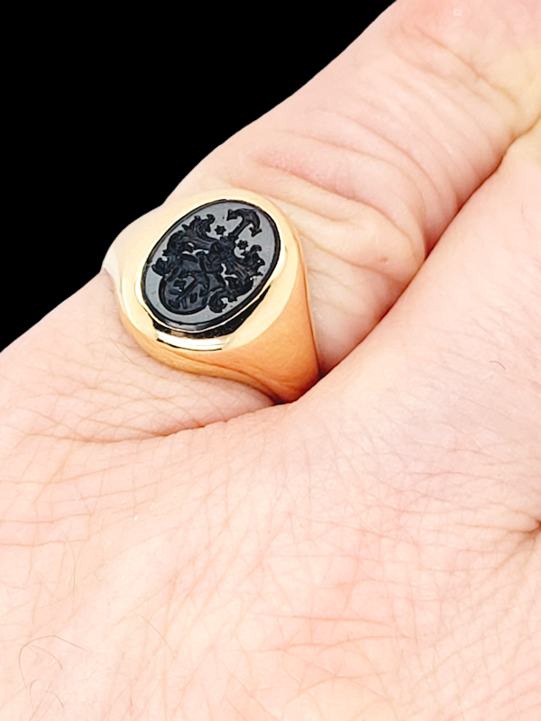 Small seal engraved bloodstone gold signet ring SKU: 7272 DBGEMS - image 1