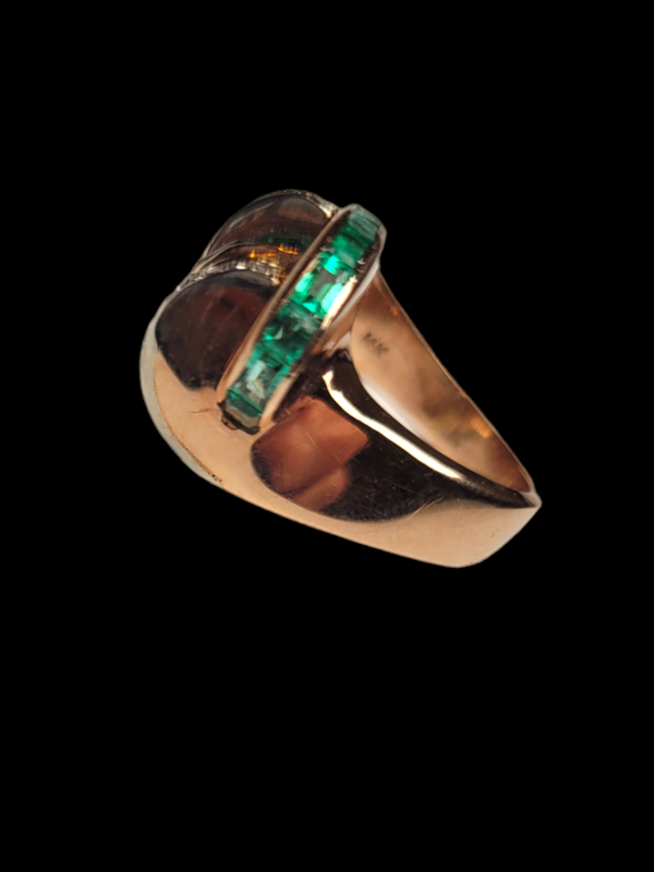 Stylish emerald and diamond 1930's Tank ring SKU: 7275 DBGEMS - image 2