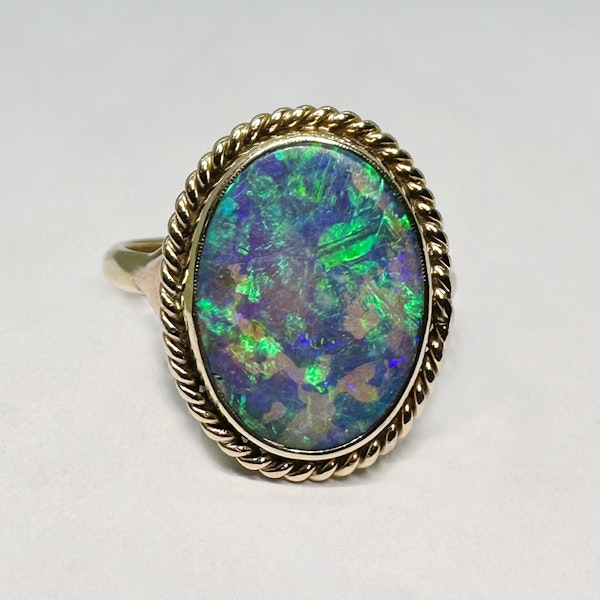 Vintage Black Large Opal Ring  CHIQUE TO ANTIQUE Stand 375 - image 1