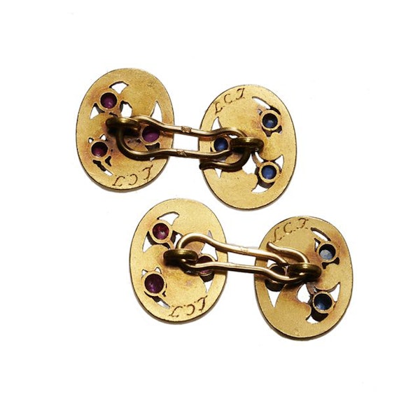 Tiffany & Co. Art Nouveau Sapphire Ruby and Gold Cufflinks, Circa 1890 - image 6