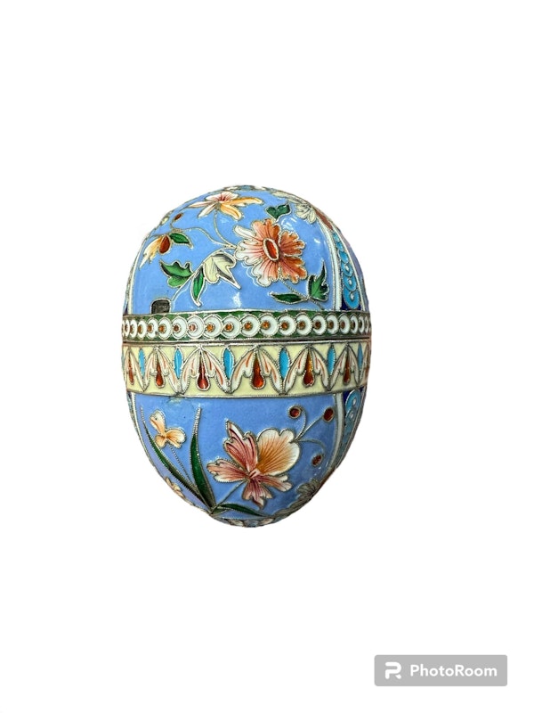 Antique Russian silver shaded enamel egg stand, Moscow, circa 1890s - image 7