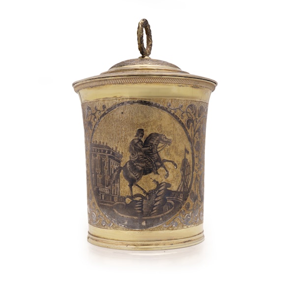 Antique Russian silver gilt and niello cup and cover, Moscow, 1838 - image 3