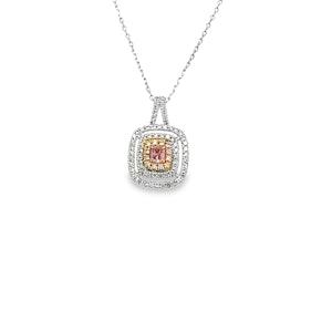 Pink diamond square shape pendant
