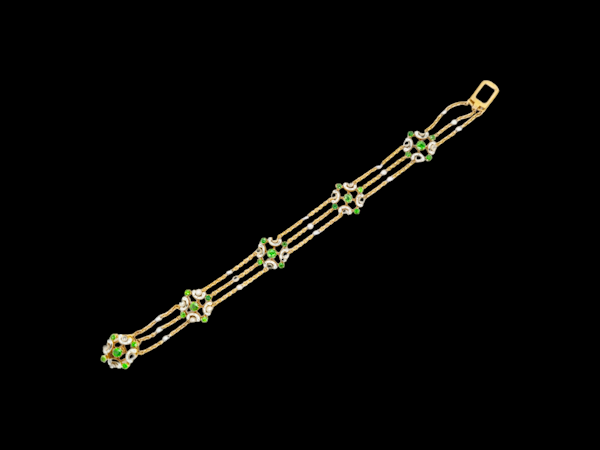 Fine and rare Antique demantoid garnet, enamel and natural pearl bracelet SKU: 7302 DBGEMS - image 4