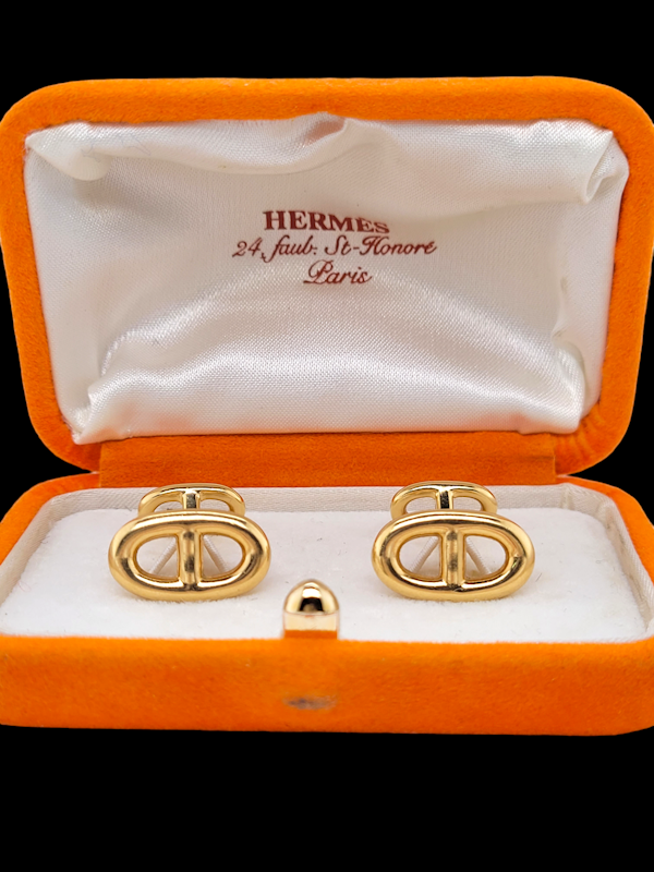 Pair of 18ct gold Hermes cufflinks SKU: 7297 DBGEMS - image 1