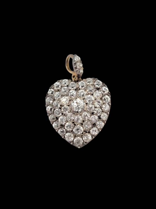 Antique diamond heart pendant SKU: 7295 DBGEMS - image 1