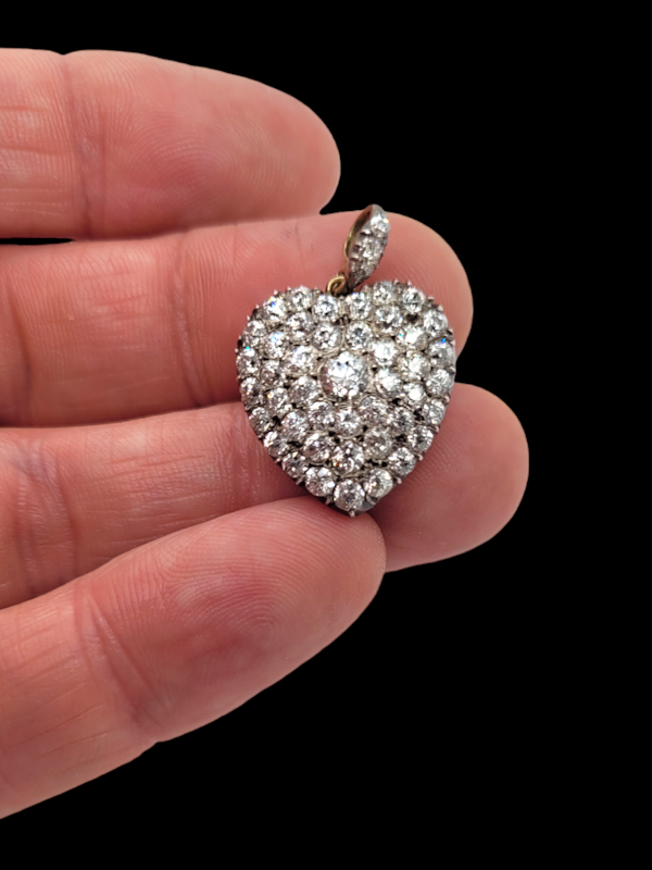 Antique diamond heart pendant SKU: 7295 DBGEMS - image 2