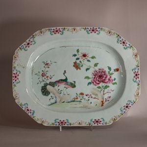 Pair of Chinese double peacock platters, Qianlong (1736-95)