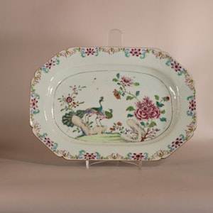 Pair of Chinese double peacock platters, Qianlong (1736-95)