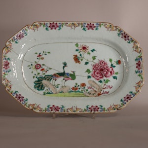 Chinese double peacock platter, Qianlong (1736-95)