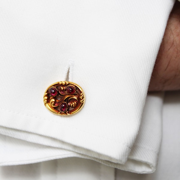 French Georges Le Saché for Tiffany & Co. Art Nouveau Sapphire Ruby and Gold Cufflinks, Circa 1890 - image 10