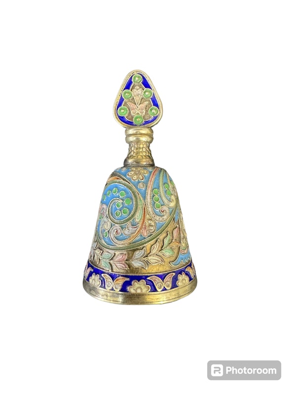 Russian silver and cloisonné enamel perfume bottle, St Petersburg, c.1910 - image 2