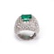 Emerald Diamond and 18ct White Gold Bombé Cluster Ring - image 4