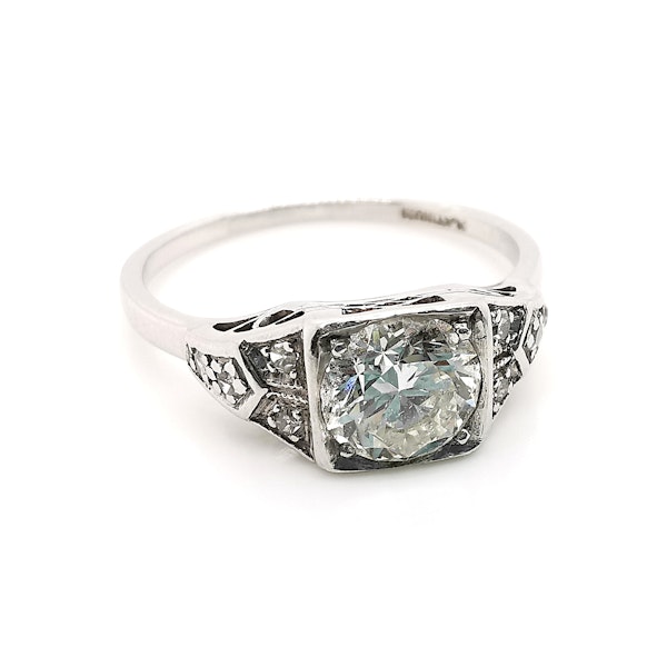 Art Deco Round Brilliant-Cut 0.80 Carat Diamond Platinum Ring, Circa 1935 - image 4