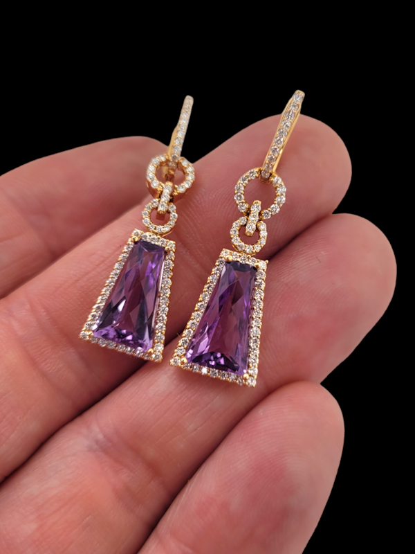 Modern Amethyst and diamond drop earrings SKU: 7318 DBGEMS - image 2