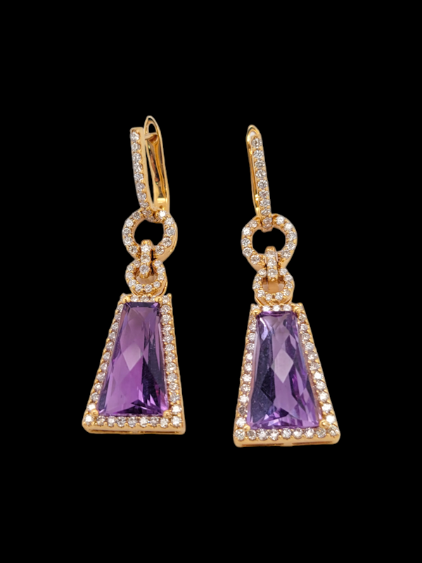 Modern Amethyst and diamond drop earrings SKU: 7318 DBGEMS - image 1